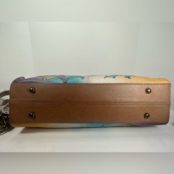 NEW - Anuschka Multi Compartment Hand Painted Large Leather Satchel - Henna Fl… - Picture 13 of 14